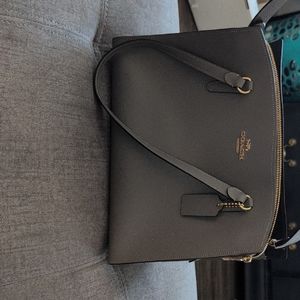 Coach grey leather tote,